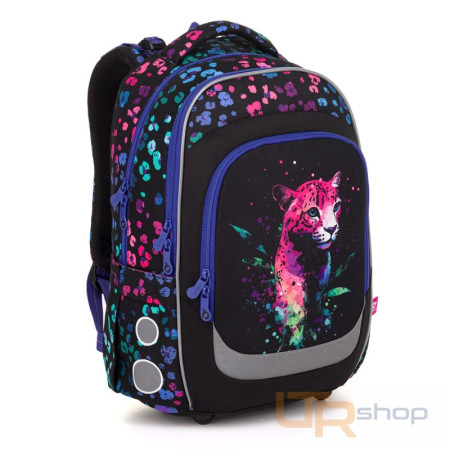 detail LORI 25074 školní batoh s neonovým leopardem