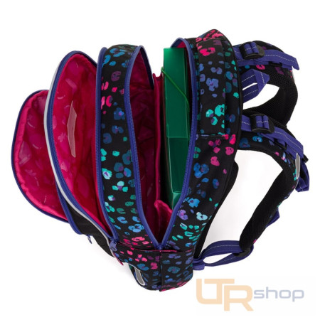 detail LORI 25074 školní batoh s neonovým leopardem