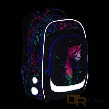 detail LORI 25074 školní batoh s neonovým leopardem