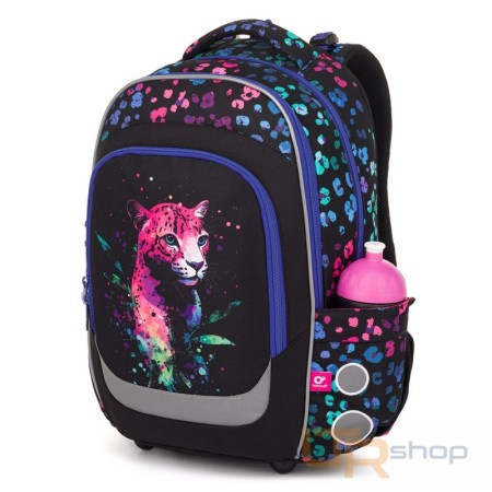 detail LORI 25074 školní batoh s neonovým leopardem